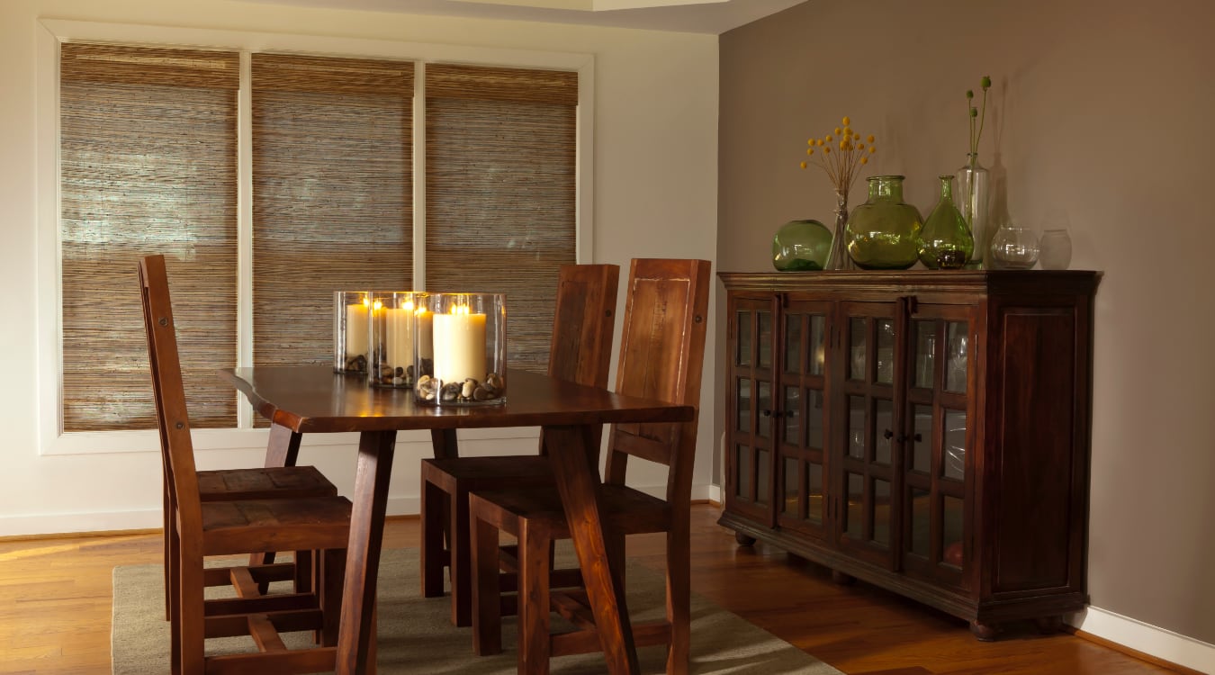 Woven shutters in a Jacksonville dining room.